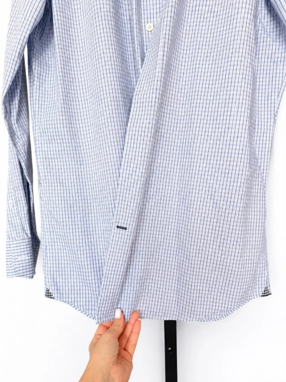 Banana Republic Camden Fit Men’s L Blue Plaid Non-Iron Cotton Shirt